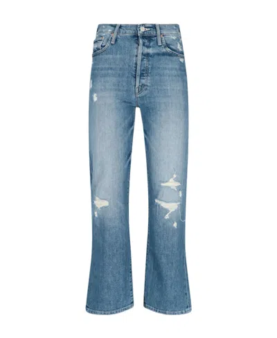 Mother Tear Detail Jeans In Blue