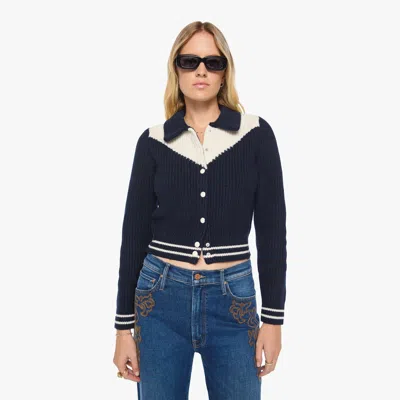 Mother The Baby Raquette Cardigan And Ivory Shirt In Blue