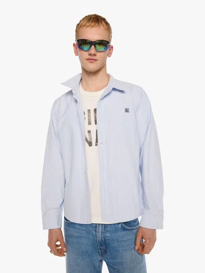 Mother The Back To Square One Light Stripe Shirt In Blue