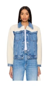 Mother The Backbend Combo Denim Jacket In Blue