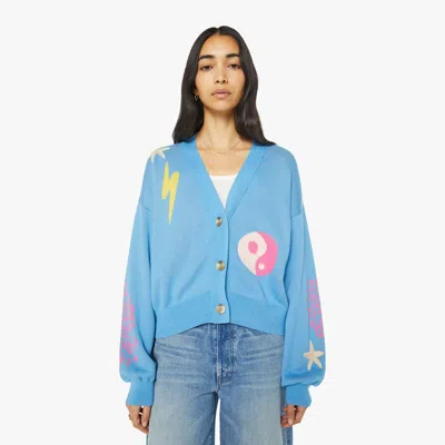 MOTHER THE BELL SLEEVE CROP CARDIGAN SHREDDIN' WAVES SWEATER IN MULTI - SIZE MEDIUM