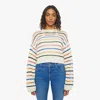 Mother Womens She Sells Seashells The Bell Sleeve Striped Cotton-knit Jumper In Multi