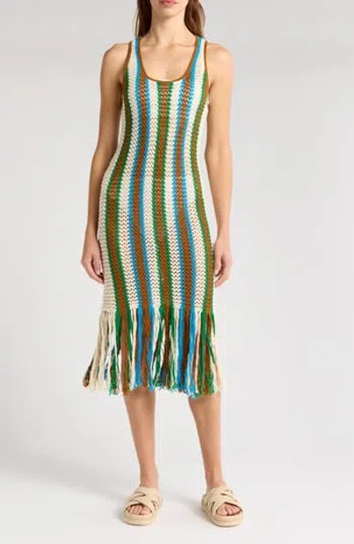 Mother The Benefits Cotton Crochet Midi Dress In White