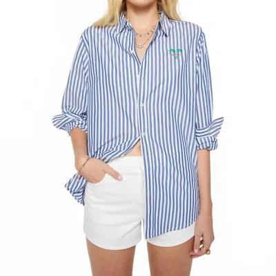 Mother The Bestie Shirt In White And Blue Stripe