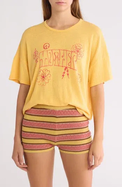 Mother The Big Deal Embellished Linen & Cotton Graphic Tee In  Hippie