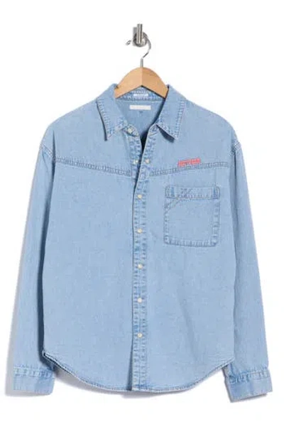 Mother The Big Splash Cotton Denim Shirt In Blue