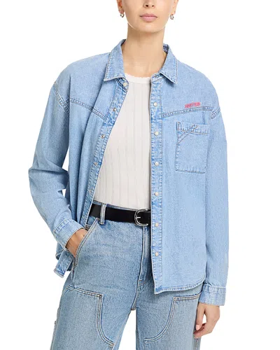 Mother The Big Splash Denim Shirt In Blue
