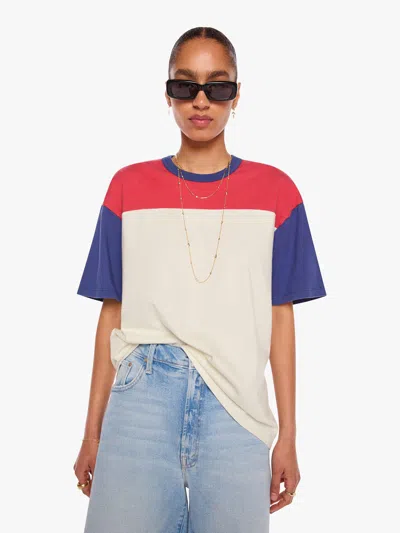 Mother The Blockdown Fluff Tomato N Estate Blue T-shirt In Multi
