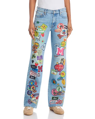 Mother The Bookie Sneak Jeans In Scout It Out In Blue