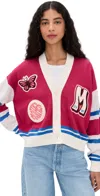 Mother The Boxy Cardigan Hoot High Shirt In Pink