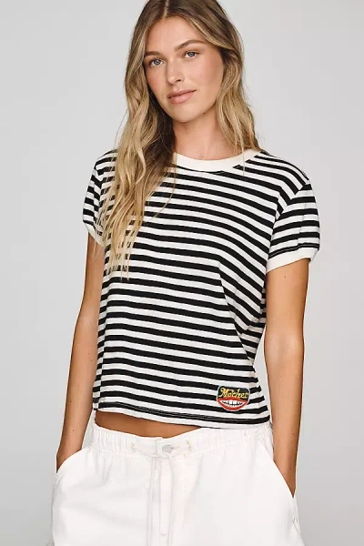 Mother The Boxy Goodie And Cream Stripe T-shirt In Yellow