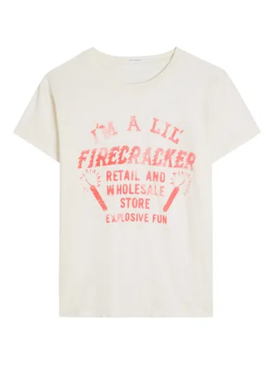 Mother The Boxy Goodie Goodie Firecracker Graphic T-shirt In White