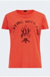 Mother The Boxy Goodie Goodie Crewneck Tee In Red&#47;prints