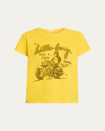 Mother Womens The Boxy Goodie Goodie Graphic-print Cotton-jersey T-shirt Little Fury In Yellow