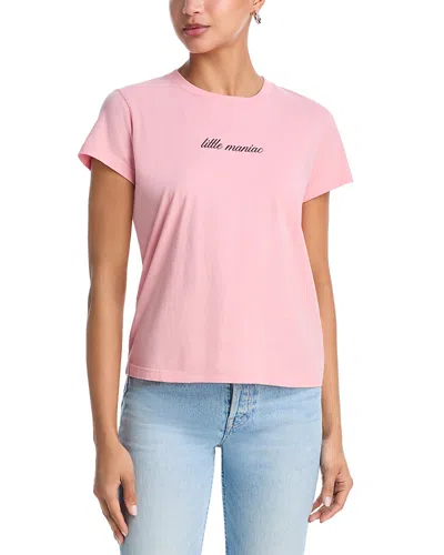 Mother Short Sleeves Top Round Neck Print In Pink