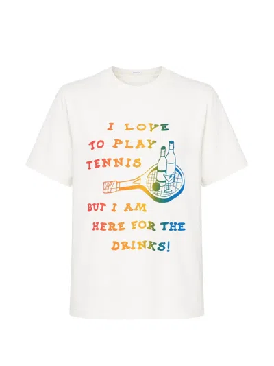 Mother Womens The Boxy Goodie Goodie Slogan Cotton T-shirt I Love To Play Tennis Xs In White