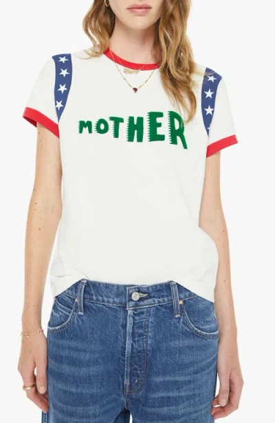 Mother The Boxy Goodie Inset Stars T-shirt In White