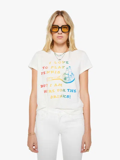 Mother The Boxy Goodie I Love To Play Tennis T-shirt In White