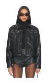Mother The Bruiser Faux Leather Biker Jacket Black In Black