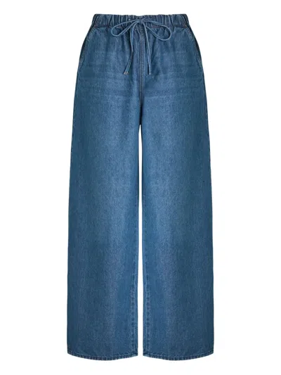 Mother The Buffet Nerdy Drawstring Straight-leg Jeans In Blue