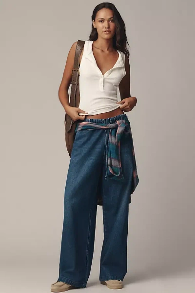 Mother The Buffet Nerdy High-rise Wide-leg Drawstring Jeans In Multi