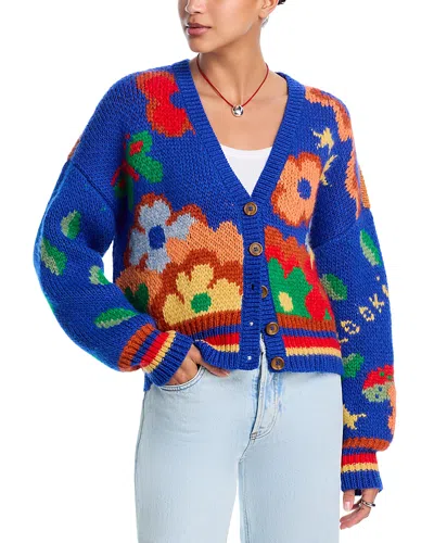 Mother The Button Cardigan In Blue