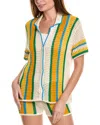 Mother The Camp Champ Striped Button Front Shirt In White