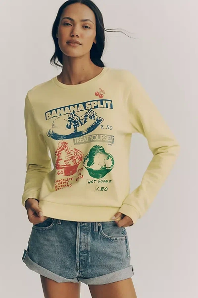 Mother Womens Banana Split The Camper Graphic Print Cotton Sweatshirt Xs In Yellow