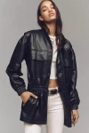 Mother The Carry All Faux Leather Parka In Black