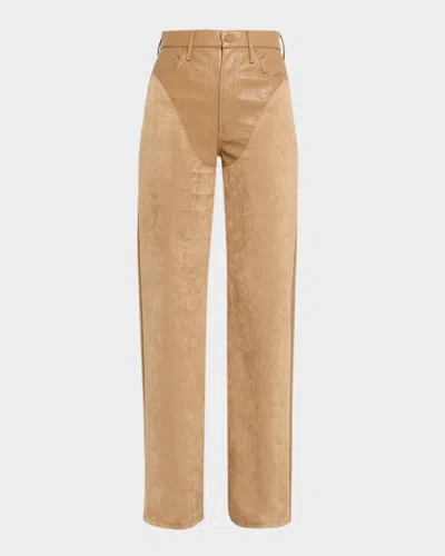 Mother The Chap Maven Heel Pants In Brown