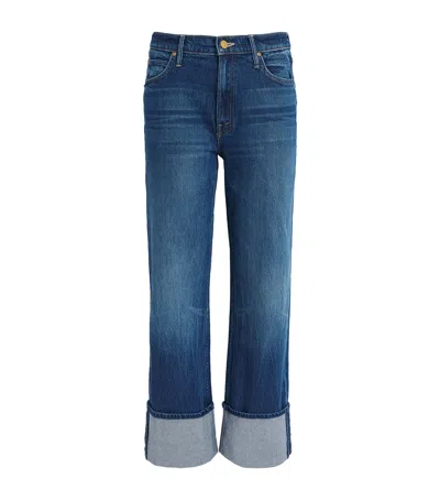 Mother The Checkerboard Duster Flood Cuff Jeans In Bunny Hop
