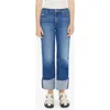 Mother The Checkerboard Duster Flood Cuff Jeans In Bunny Hop