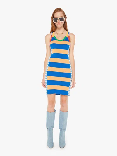 Mother The Chin Ups Mini Dress Multi Navy Stripe Skirt In Blue