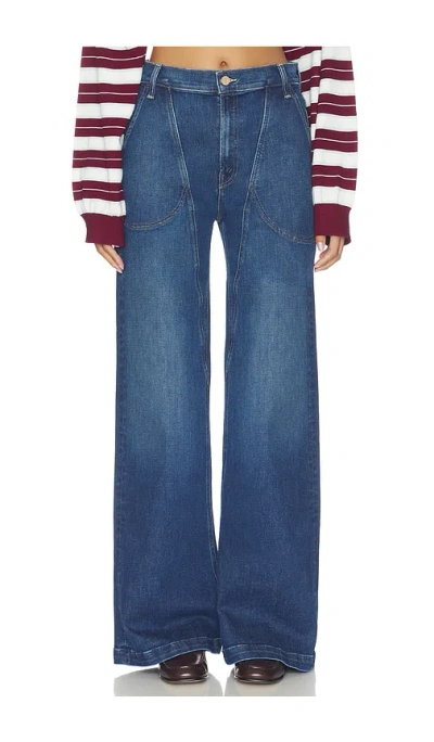 Mother Tomcat Roller Skimp High-waisted Wide-leg Jeans In Perfectly Imperfect In Blue