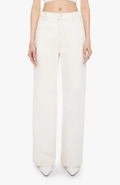 Mother The Chisel Sneak Wide Leg Jeans In White