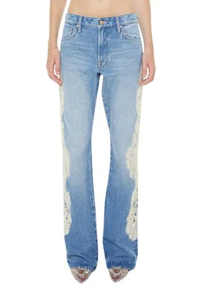 Mother The Chomp Heel Lace Trim Bootcut Jeans In Blue