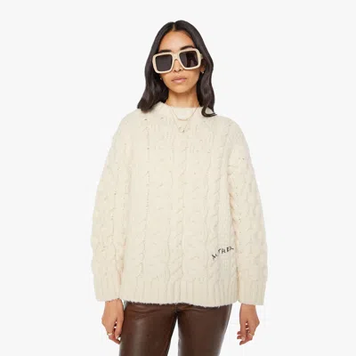 MOTHER THE CHUNKY JUMPER DRINKING BY FIRE SHIRT IN WHITE - SIZE X-LARGE