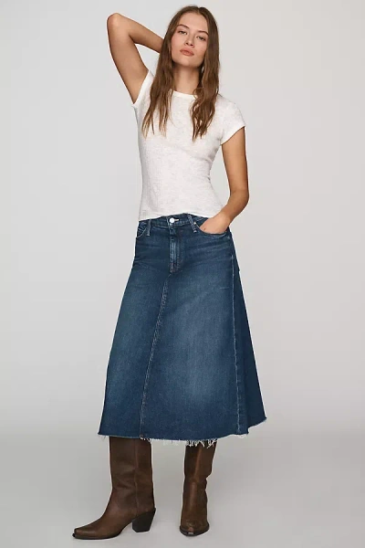 Mother The Circle Denim Midi Skirt In Medium Wash