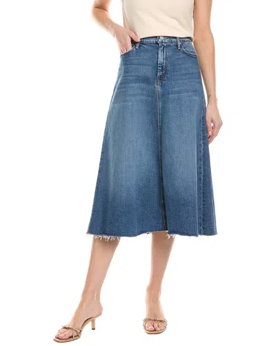 Mother The Circle Midi Fray Skirt In Blue