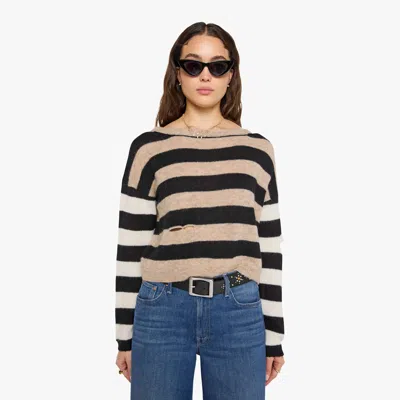 Mother The Cold Shoulder Ivory Oatmeal Shirt In Black