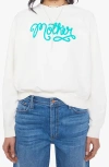 Mother The Concert Cotton Graphic Sweatshirt In White