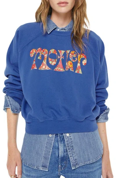 Mother Womens Petal Power The Concert Logo-print Cotton Sweatshirt In Blue