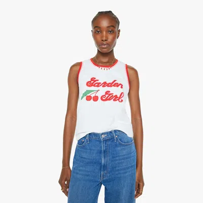 Mother The Court Crusher Garden Girl Sweater In Red - Size X-large In White