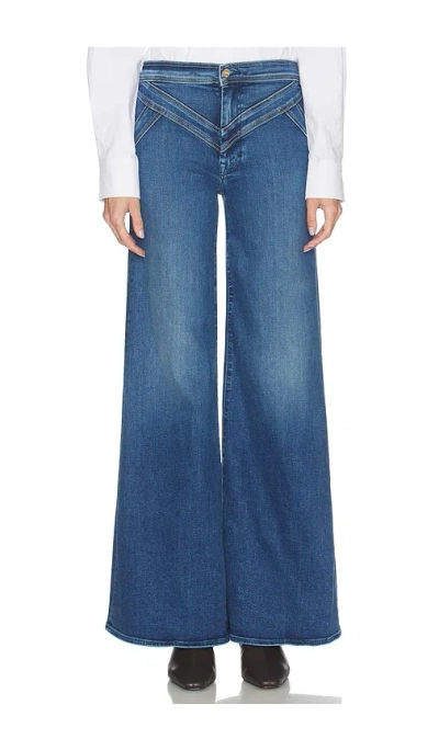 Mother Tomcat Roller Skimp High-waisted Wide-leg Jeans In Perfectly Imperfect In Blue