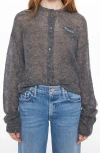 Mother The Crop Alpaca Blend Cardigan In Gray