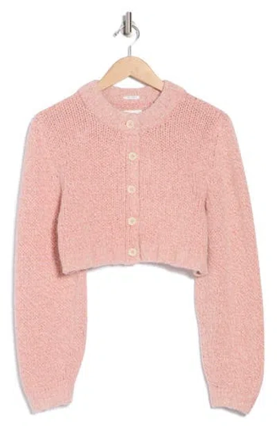 Mother The Crop Cardigan In Peach Fuzz