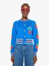 Mother Womens The Crop Rib Cherry-intarsia Cotton-blend Cardigan Tutti Frutti