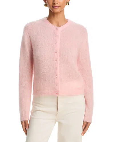 Mother The Cropped Cardigan Crewneck Sweater In Pink