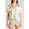 Shop Mother The Cropped Hooky Short Sleeve Button-up Shirt In Pnl - Painted Ladies