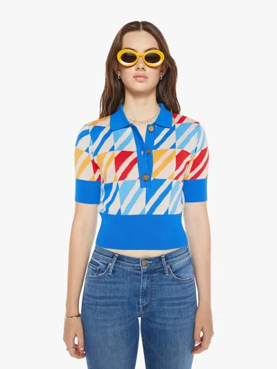 Mother The Dandy Henley Square Peg Sweater In Blue